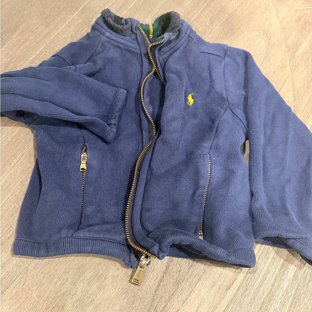 Polo by Ralph Lauren Brass Zipper Blue Knit sweater 4T